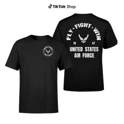 United States Air Force Fly Fight Win T-Shirt Two Side, Vintage Streetwear