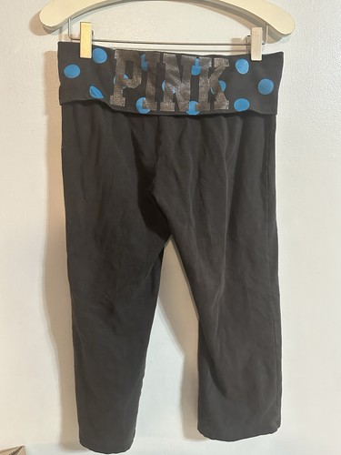 VS PINK VINTAGE FOLD OVER 2011 Y2K POLKA DOT SZ SMALL CAPRI YOGA LEGGINGS - Photo 3/6