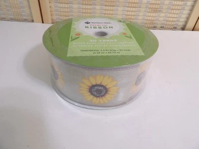 Sealed Member's Mark 2.5" Sunflower 50 Yds. Wired Edge Ribbon - Image 1 of 4