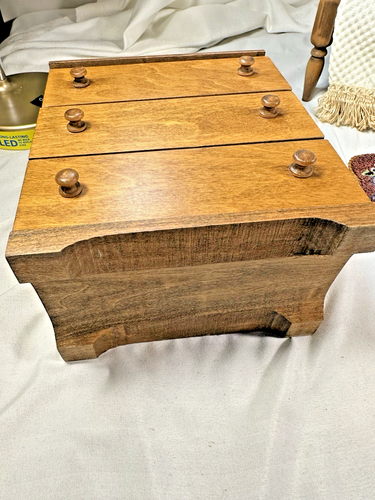 Vintage Doll House Furniture (Hall's?) Wooden Bedroom Set - Picture 13 of 22