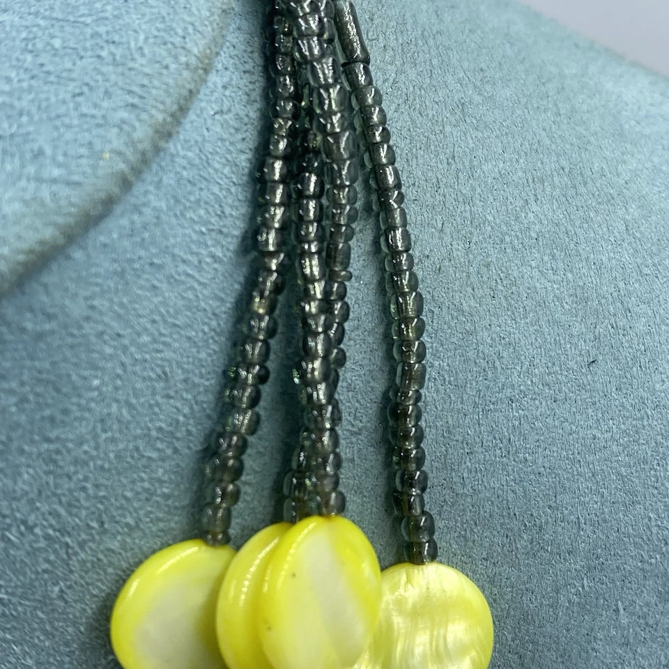 Multi Strand Necklace Mother Of Pearl Wooden Beaded Layered 26" Long - Image 4 of 4