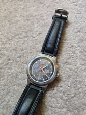 Casio Watch Mens Day Date 24 Hour Subdial Black Dial Quartz Modern Prep vtg