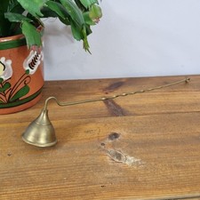 Brass Candle Snuffer Bell with Long Handle Tool 11in Long