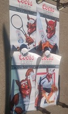 Beer Wolf Poster Set Vintage NOS 4 Posters 1986 Coors Light Hockey Basketball