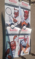 Beer Wolf Poster Set Vintage NOS 4 Posters 1986 Coors Light Hockey Basketball