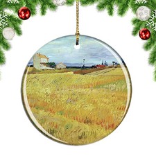 Van Gogh Wheat Field With Sheaves Painti Christmas ornament city travel souvenir