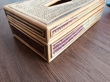 Vintage Rattan Tissue Box Holder Cover Brown