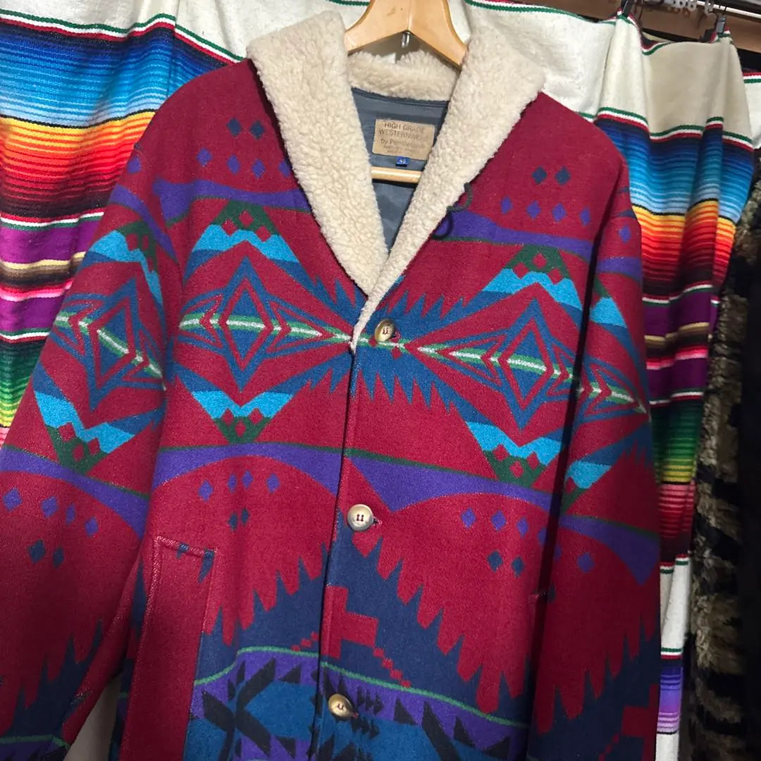 Vintage PENDLETON Native Pattern Wool Blanket Jac… - image 8