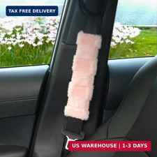 2Pcs Checkered Seat Belt Cover Pads, Fuzzy Soft Auto Seatbelt Cover, Car Shoulde