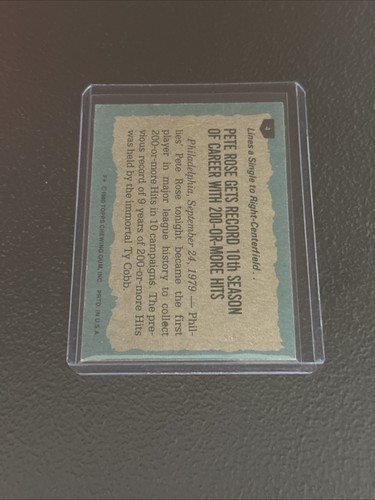 1980 Topps ‘79 Highlights Pete Rose L561 - Picture 2 of 2