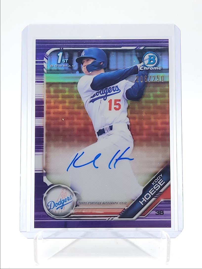 KODY HOESE 2019 BOWMAN CHROME DRAFT 1ST PURPLE REFRACTOR AUTO /250 Q6027