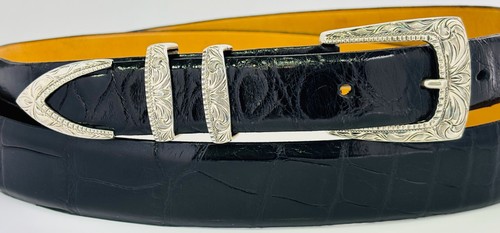 Greg Jensen Sterling Silber .925 Handgraviert Ranger Gürtelschnalle 42 Alligator - Bild 4 von 12