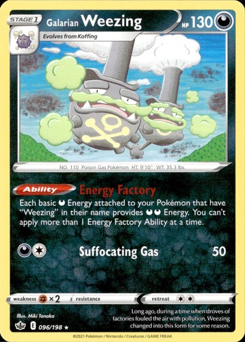 Galarian Weezing 096/198 Rare Chilling Reign Pokemon Near Mint