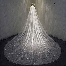 Sparkle Cathedral Wedding Veil Long Glitter Bridal Veils with Comb for Women and