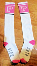 Vintage PINK NEW VICTORIAS SECRET LIMITED EDITION WHITE STRIPED SOCKS knee tube