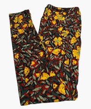 LuLaRoe Leggings TC Tall Curvy FALL Autumn YELLOW Floral LEAVES Jungle Fast Ship