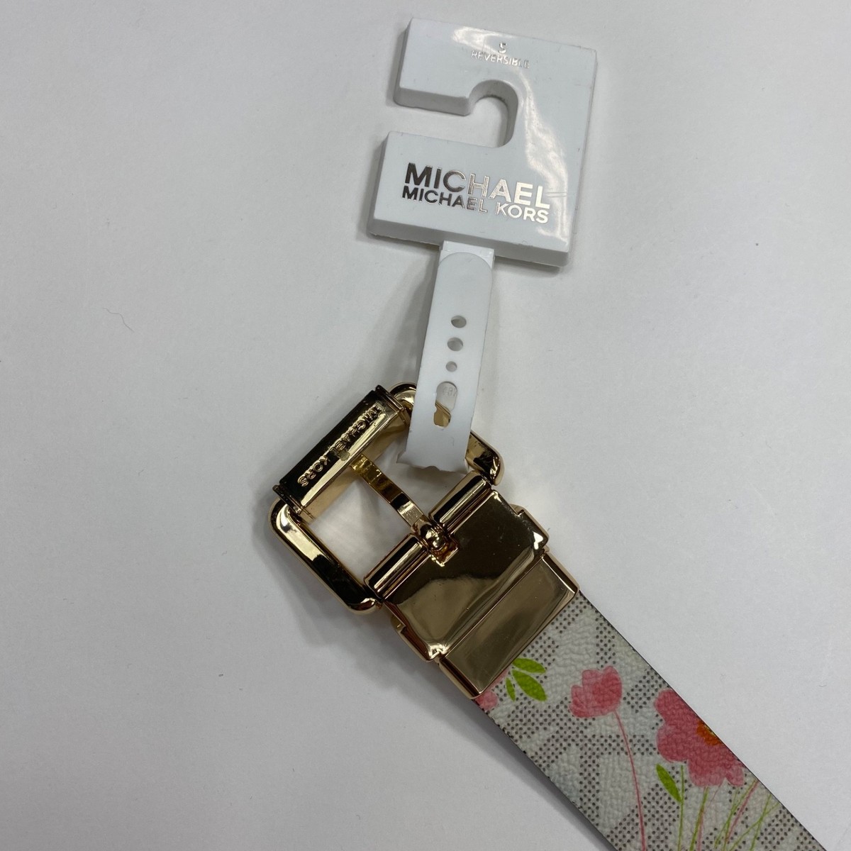 Michael Kors Womens White Leather Signature Canvas Logo 