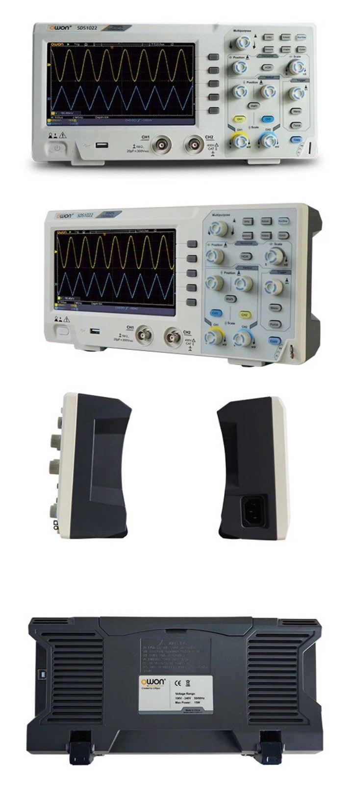 OWON SDS1022 20MHz 100MS/s Educational Digital Storage Oscilloscope OPEN BOX