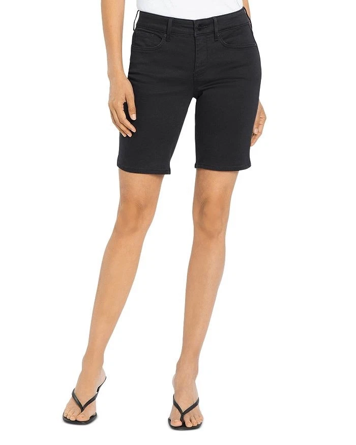 Women's NYDJ Black Ella Denim Bermuda Shorts with Stretch w Slits - Size 12 - Image 4 of 4