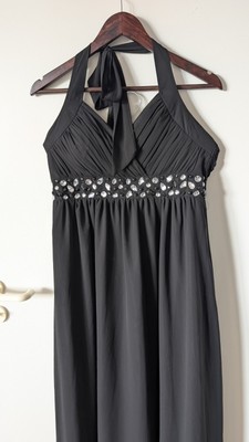 Amelia Chiffon Abendkleid Empire Ballkleid Hochzeit Perlen Sommer schwarz Gr. 48
