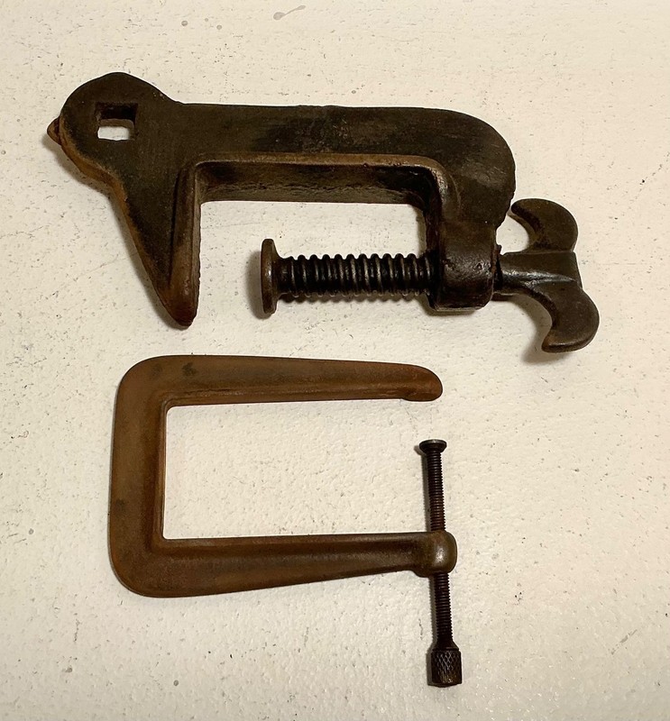 Pair of Vintage Cast Iron Vise Screw C-Clamps