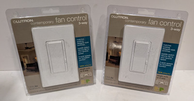 Lutron DVWFSQ-FH-WH 3 Way Contemporary Fan Control - Lot Of 2