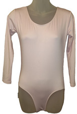 Women  s Light Pink Long Sleeve Scoop Neck Leotard Size Small BG25