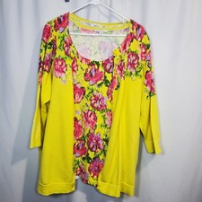 Isaac Mizrahi Live Womens 2X Floral Cardigan And Top Set Casual Grandmacore