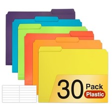 Plastic File Folders, Colored Heavy Duty Poly Manila Folders 30 Primary Color