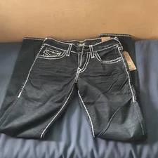 True Religion VINTAGE GENO SUPER T RELAXED SLIM GRAY JEANS SZ  31W 34L DENIM NEW