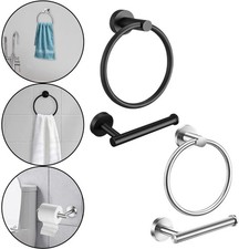 2pcs Stainless Steel Bathroom Towel Bar Set with Towel Ring and Paper Holder