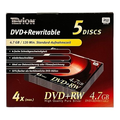 Tevion DVD+RW 4,7 GB 120min Rohling 5 Stück NEU & OVP