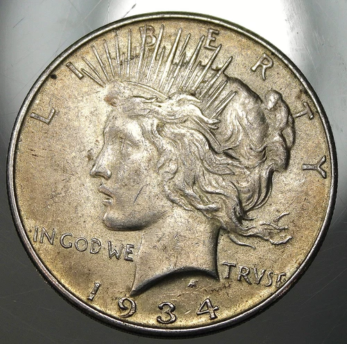 1934 D Peace Silver Dollar - AU  !!