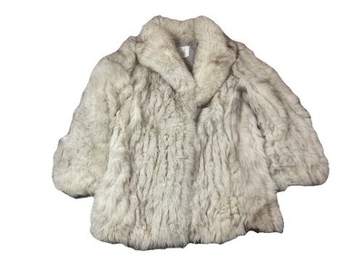 Vintage Richard Kaye Fur Vintage Coat Fox silver Size Large See All  