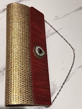 Kopertówka Torba złota czerwona różowa Diamonte Złota Torebka Łańcuszek Impreza Ślub Eid A125