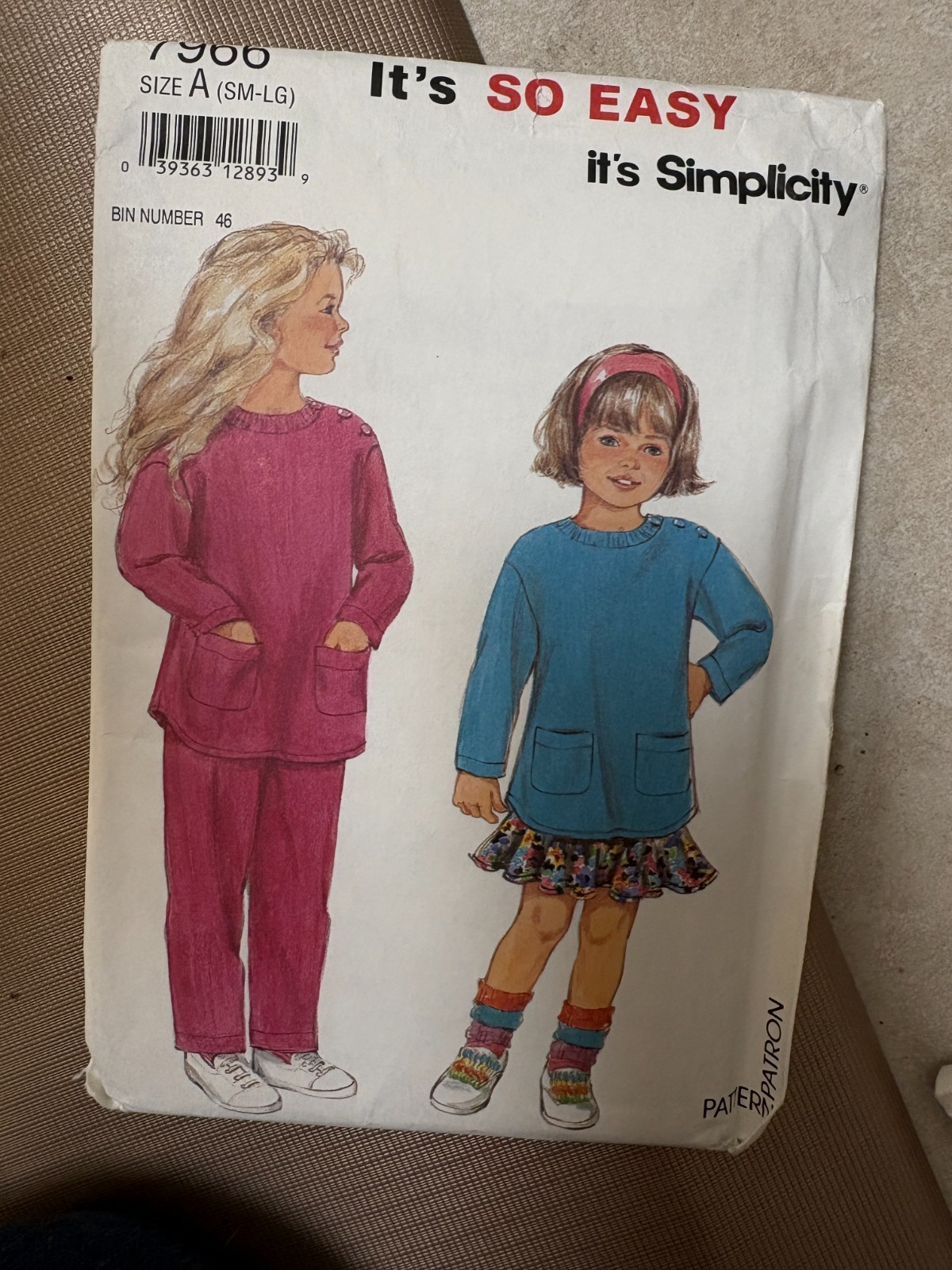 Simplicity 7900 Pattern:  Girls Knit Pants/Top/Skirt, Child size S-L  UNCUT