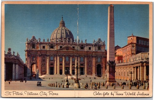 Cartolina Italia San Pietro Città del Vaticano Roma Trans World Airlines TWA DANNI