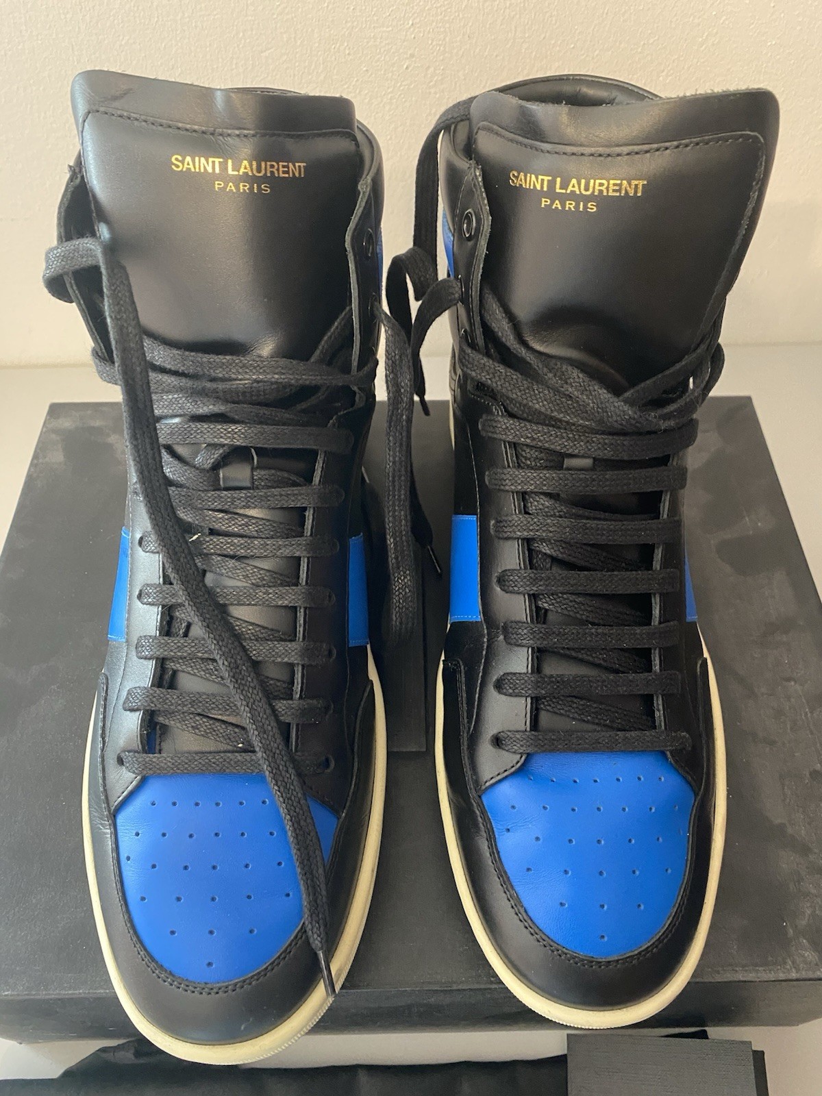 Saint Laurent sneaker SL 01H sneaker alte in pelle blu nero EU 44 US 10