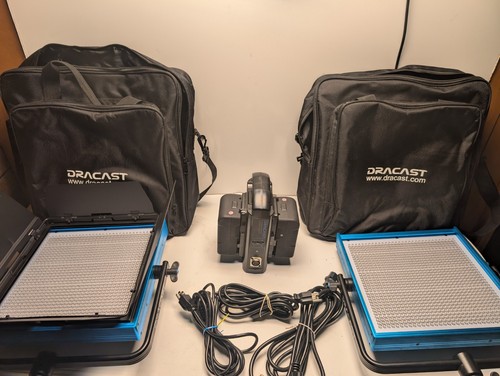 Dracast LED1000 Series Daylight LED Panel(2) Light Kit W/Charger And Batteries