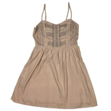 American Eagle Blush Tan Beaded Mini Spaghetti Strap Dress Size 4