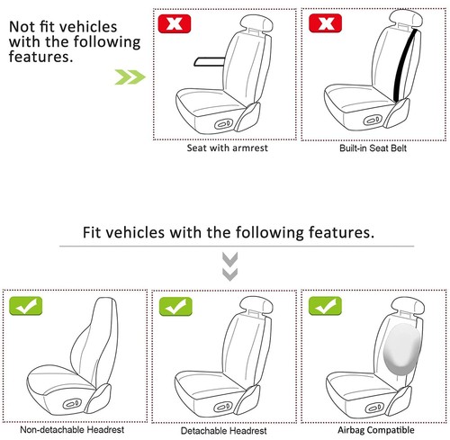 Front Seat Covers for Bucket Seats, Faux Leather Seat Covers Universal for Mo... - Picture 6 of 9