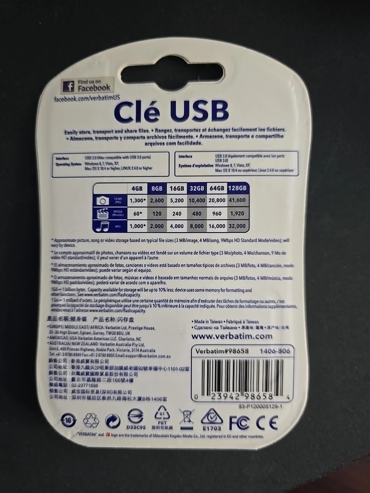 Unidad flash USB Verbatim Americas Llc 98658 64 GB azul Taa Foto 2 de 2