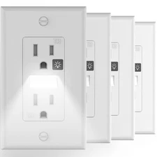 SOZULAMP Receptacle Outlet with Night Light,White Standard Decorator Electrical