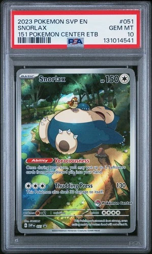 PSA 10 Snorlax 151 Pokemon Center 051 Promo Stamped Pokemon Card