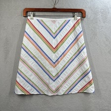 Talbots Women's White Chevron Rainbow Stripe Skirt Sz 4P A Line Knee Length