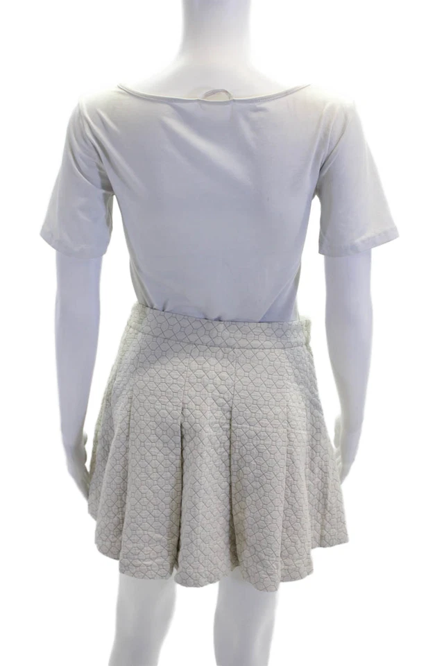 Falda 10 Crosby Derek Lam X Intermix Mujer Algodón Acolchado Estampado Blanca Talla 2 Foto 4 de 4