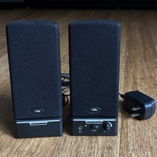 Set Of 2 Cyber Acoustics Computer Speakers with Power Adapter Model AC-3B Works