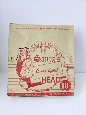 Vintage Christmas candy filled Santa heads Victor Wagner wax candy container