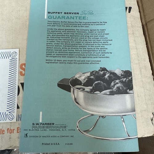 Vtg FARBERWARE 12" Stainless Steel Electric Fry Pan Server Dome Lid NOS NEW - Picture 9 of 10