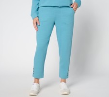 Denim  Co. Active Regular Textured Cotton Straight Leg Crop Pants Smokey Blue M